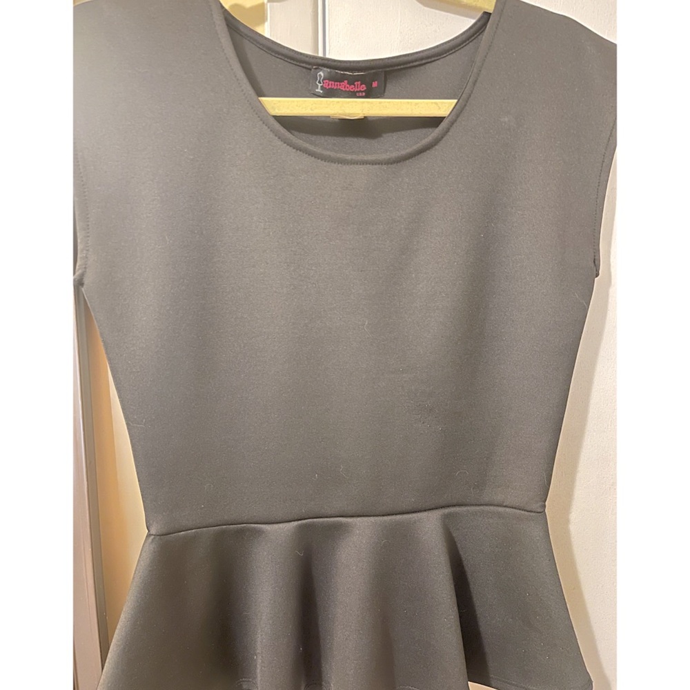 -black dress up peplum top, no brand, size M